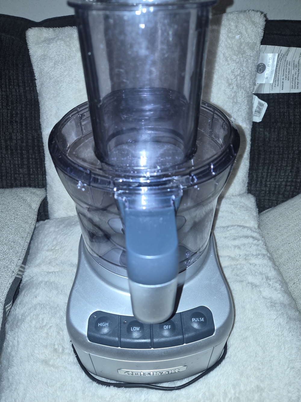 Cuisinart Silver Food Processor with Clear Bowl and Blue Feed Tube